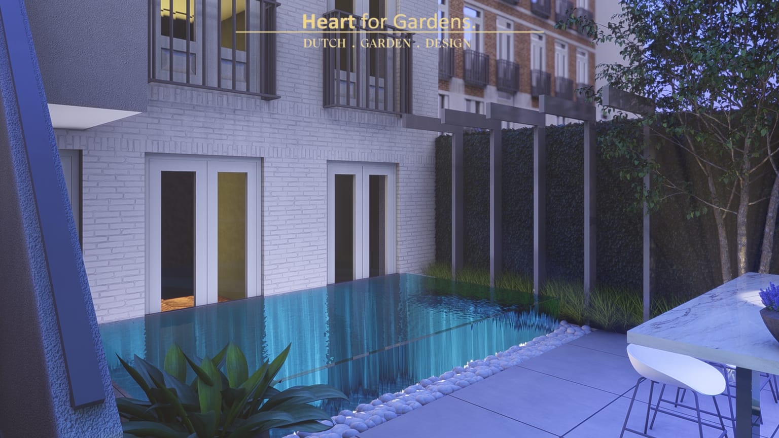 Moderne stadstuin met overkapping en geïntegreerde plungepool afbeelding 10