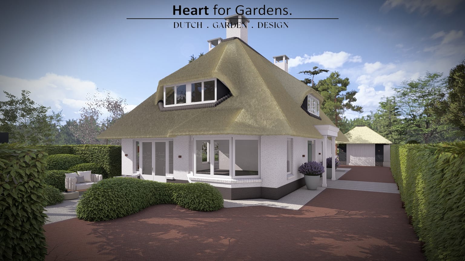 Sfeervolle landelijke tuin met zwembad afbeelding 1