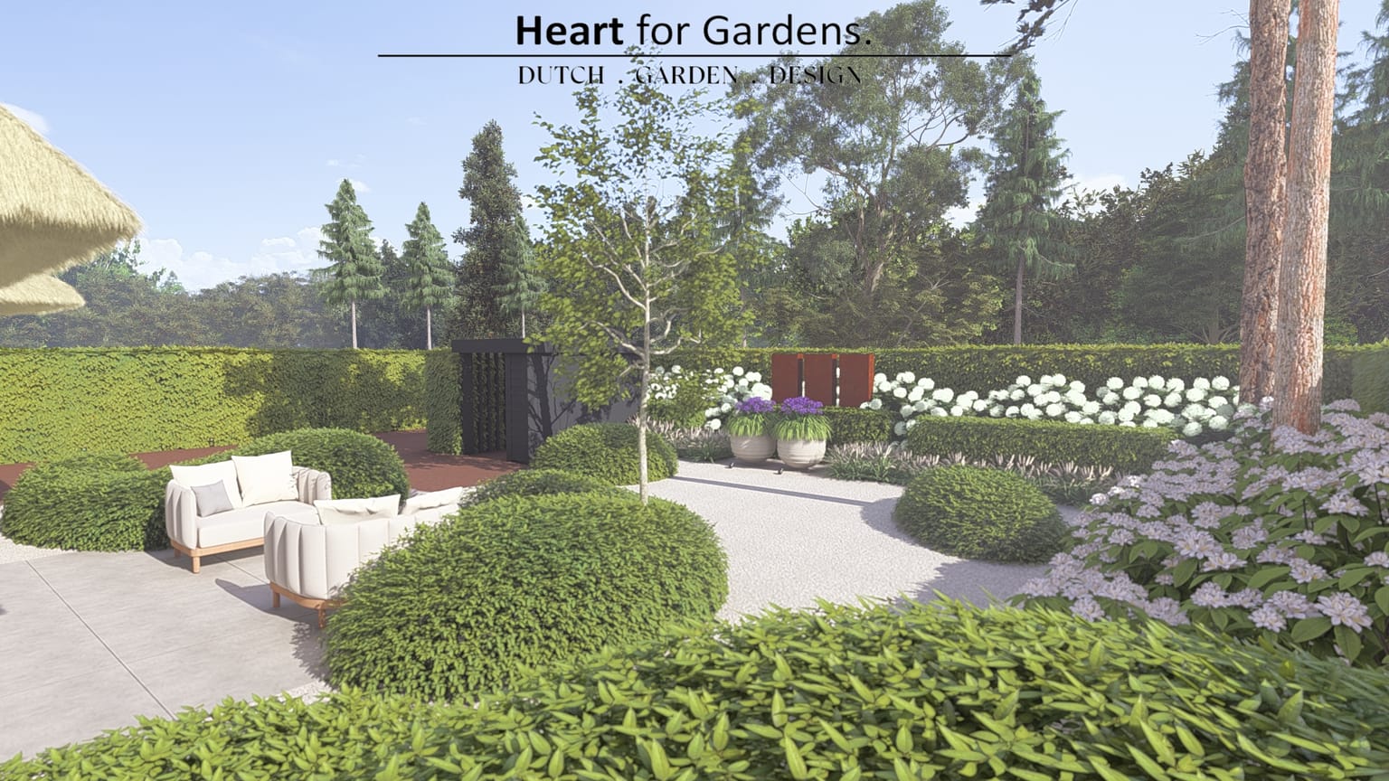 Sfeervolle landelijke tuin met zwembad afbeelding 2