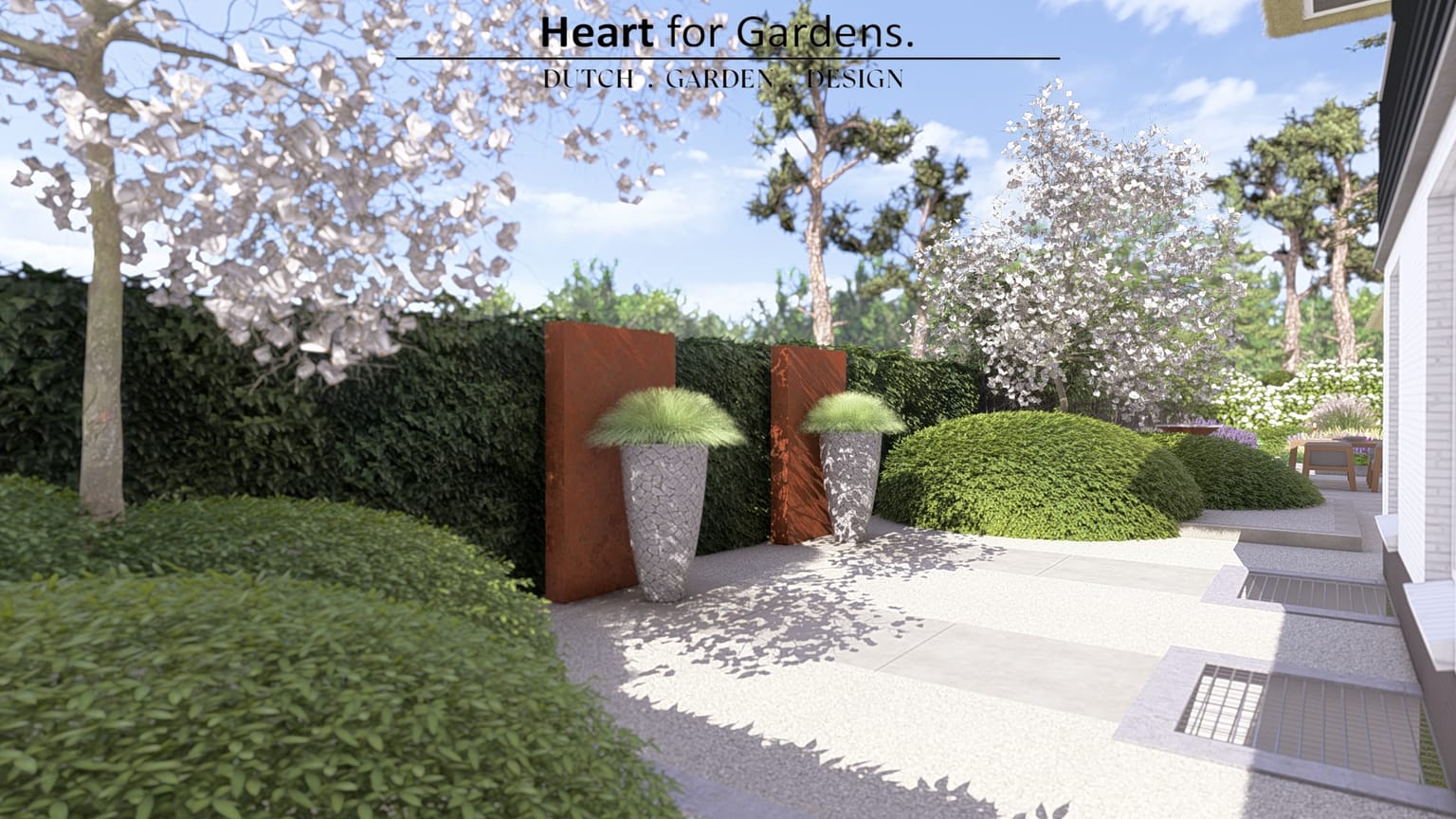 Sfeervolle landelijke tuin met zwembad