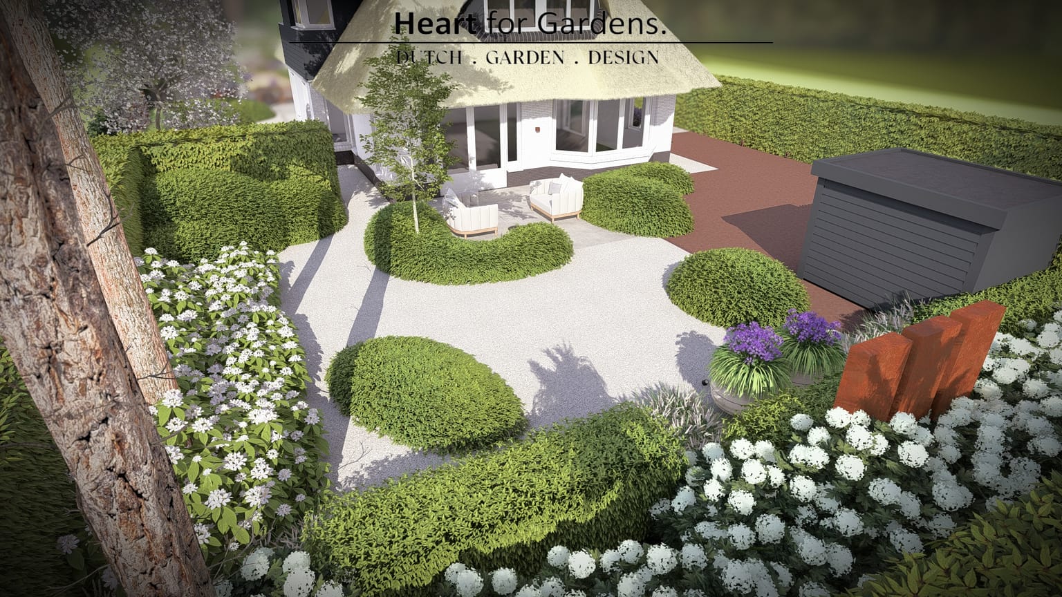 Sfeervolle landelijke tuin met zwembad afbeelding 10