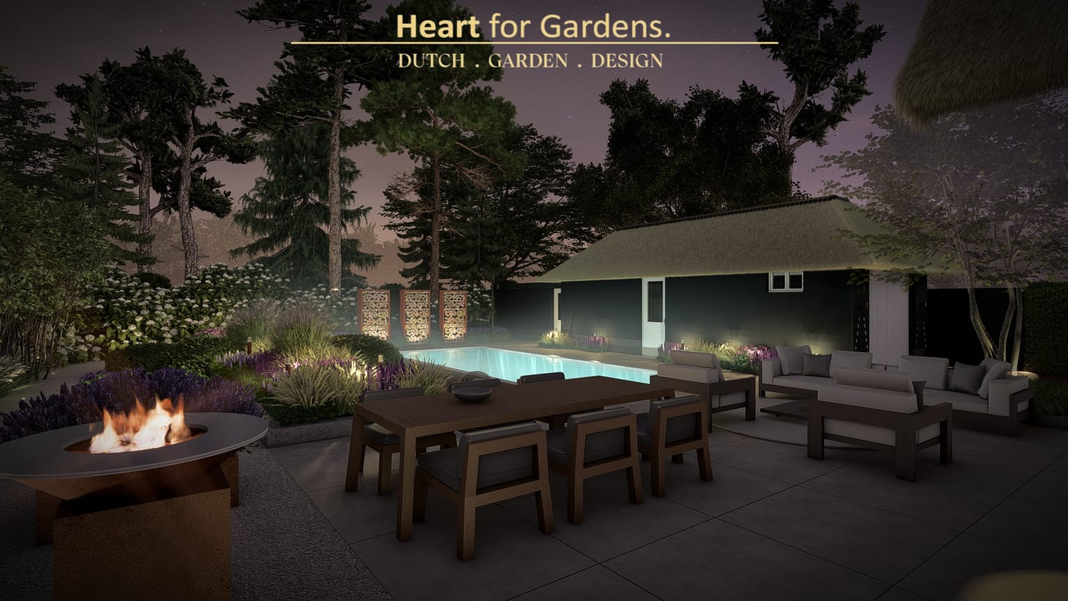 Sfeervolle landelijke tuin met zwembad afbeelding 15