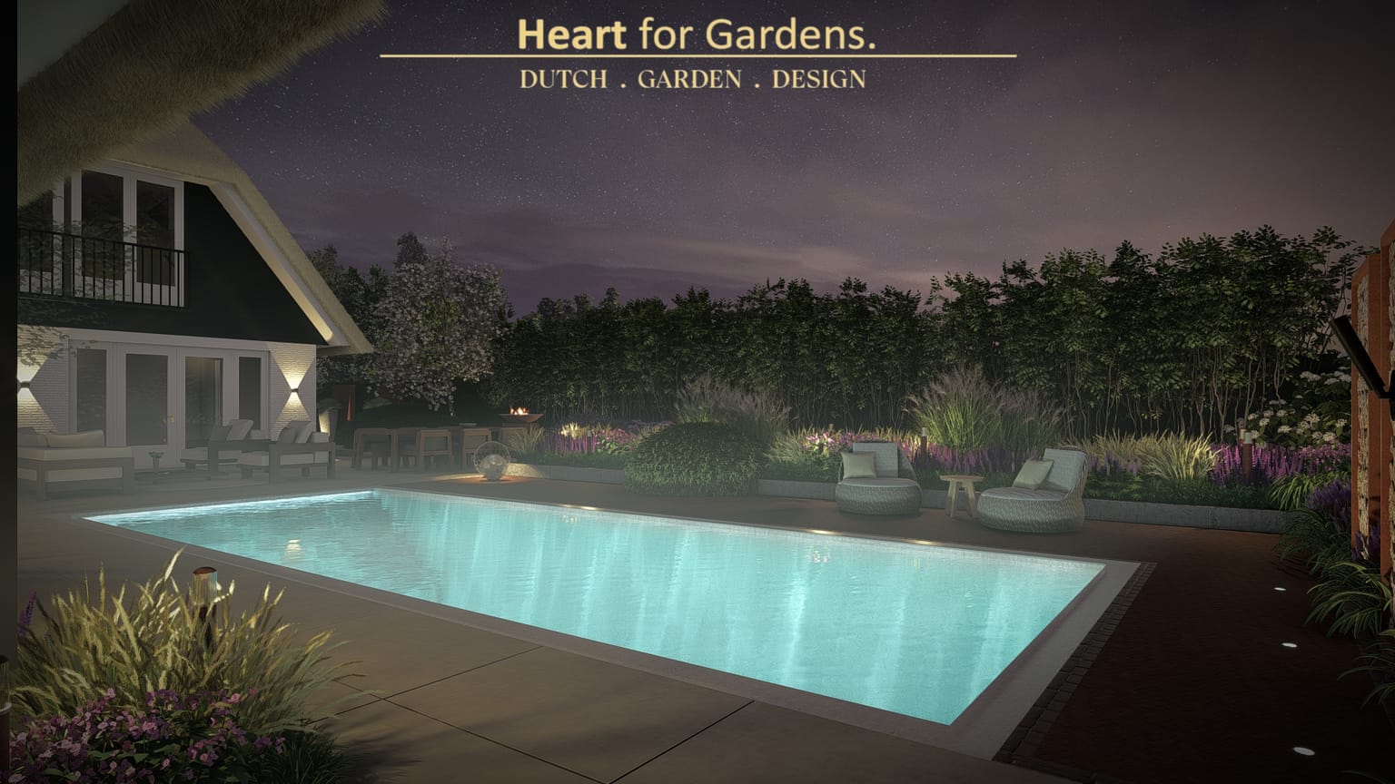 Sfeervolle landelijke tuin met zwembad afbeelding 17